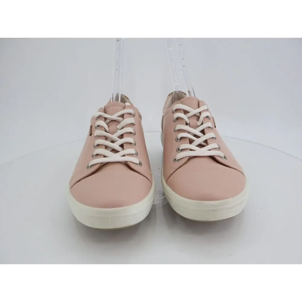 Ecco Women's Soft 7 Sneaker Size 43 12 Pink Blush Leather Lace Up Shoes Comfy